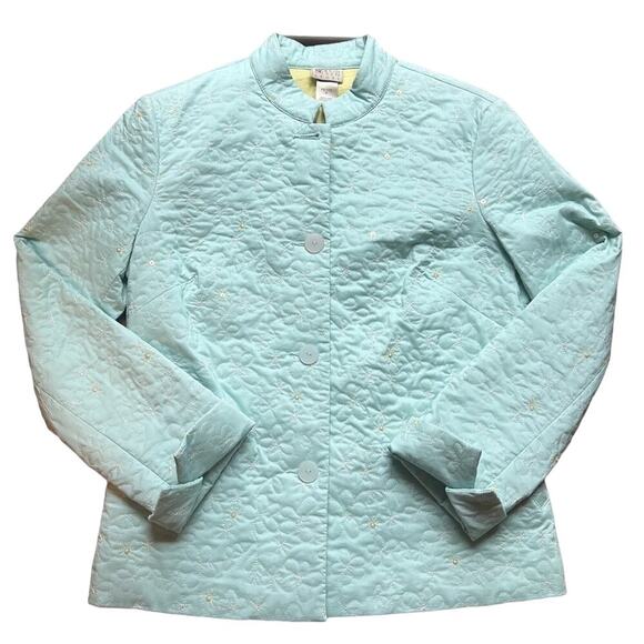Vintage Sigrid Olsen Jacket Woman's Size Small Petite Light Blue Quilted Sequin - Picture 1 of 8